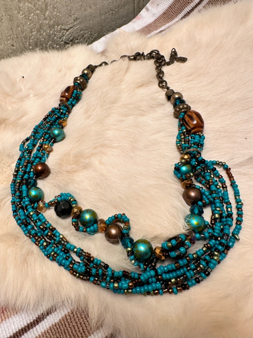 Turquoise Multi-Strand Beaded Statement Necklace